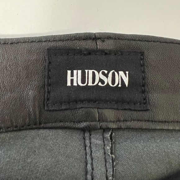 Hudson Womens Juliette Super Skinny Black Lamb Leather Jeans ALTERED size 30 - Picture 9 of 12